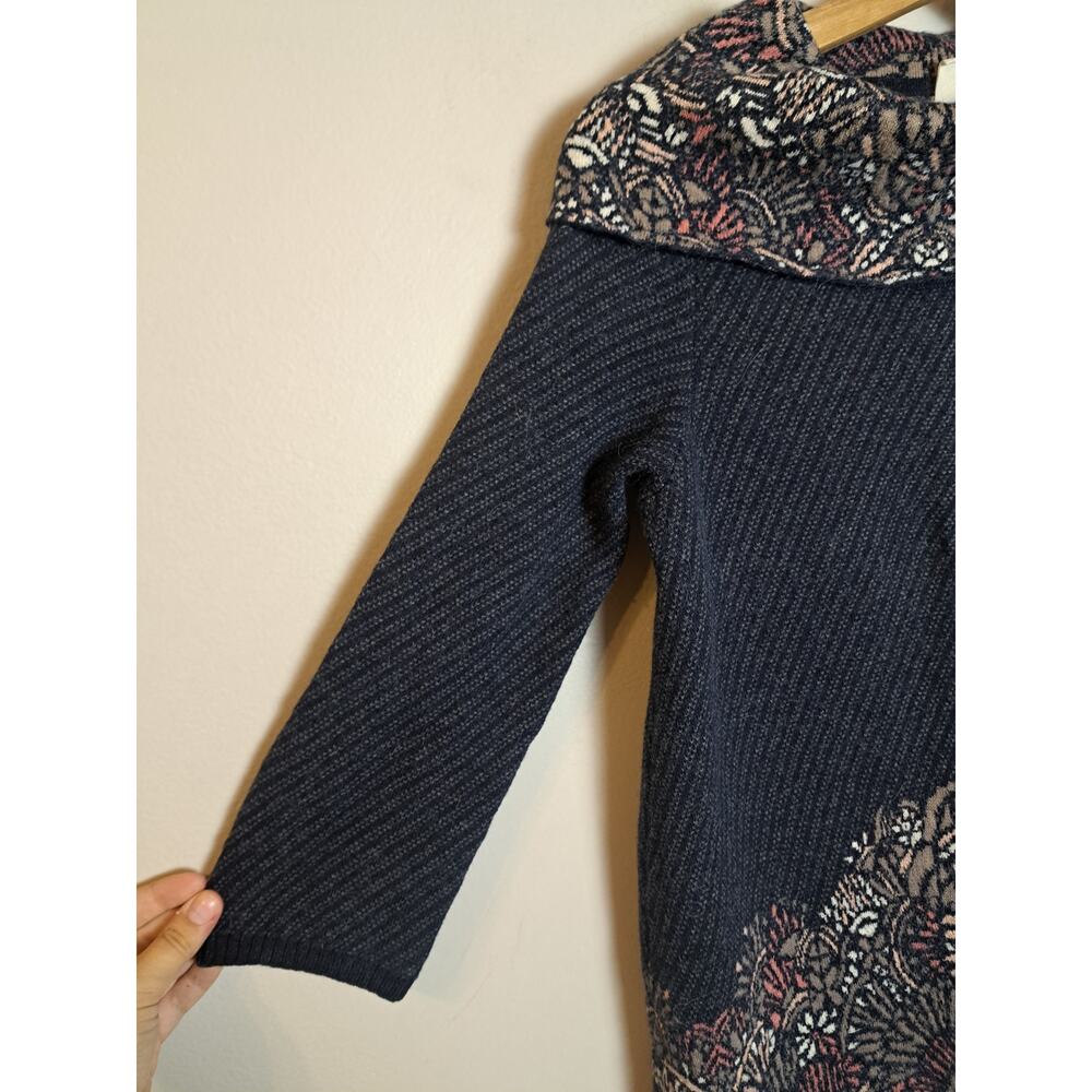 MOTH Anthro Sweater Dress Size Small Imperial Garden Tunic Cowl Neck - Picture 3 of 6